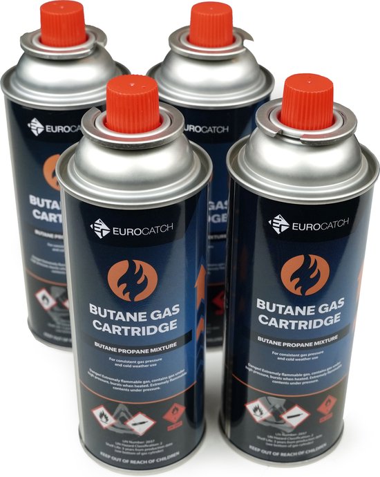 Eurocatch Gas Cartridge - Butaangas - Gasflessen - Gasbussen - Butaan Gasbussen - Navulling - 227g - 4 Stuks van Eurocatch