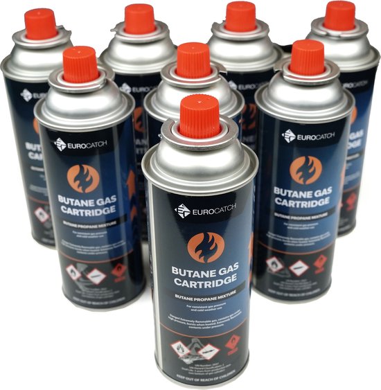 Eurocatch Gas Cartridge - Butaangas - Gasflessen - Gasbussen - Butaan Gasbussen - Navulling - 227g - 8 Stuks van Eurocatch