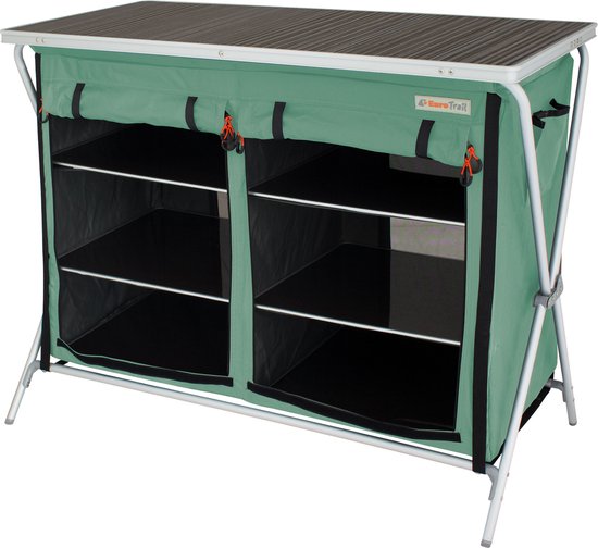 Eurotrail Campingkast Brocas 110 X 52 X 90 Cm Aluminium Groen/zwart van Eurotrail