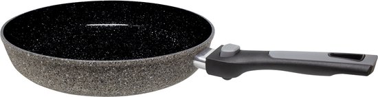 Eurotrail Koekenpan Stone Ø 24 cm - Koekenpan - Gezond Koken - Afneembare Handgreep - Keramische Antiaanbaklaag - Ruimtebesparend