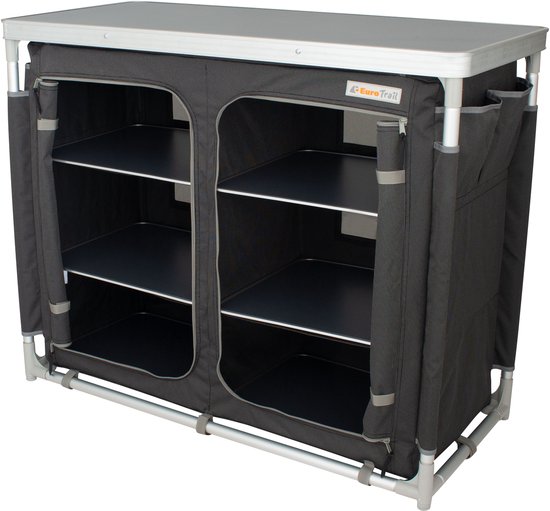 Eurotrail Madrid Brede Campingkast - Opvouwbaar - Lichtgewicht - Aluminium - Ruime Indeling - Stevig en Stabiel van Merkloos