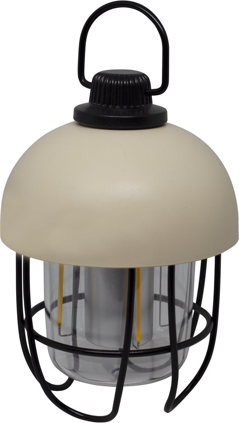 Eurotrail Oplaadbare Campinglamp Tivo - Tafellamp - Hanglamp - Ivoor - Dimbaar - Warm en Wit Licht - Stevig IJzeren Frame
