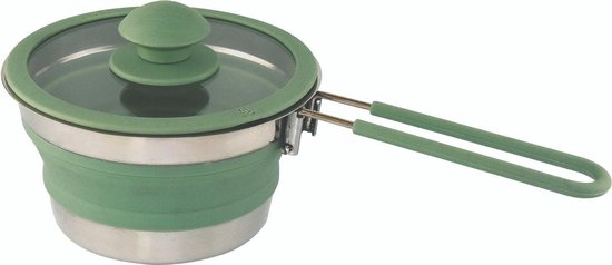 Eurotrail Pan met Deksel + Inklapgrip - opvouwbaar - siliconen - Sea Green van Eurotrail