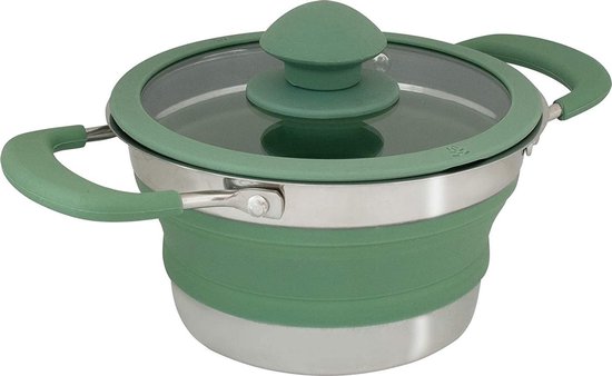 Eurotrail Pan met deksel - Small - opvouwbaar siliconen - Sea Green van Eurotrail
