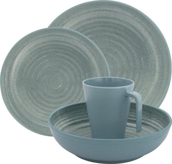 Eurotrail Serviesset Denia - 16delig - Licht blauw - Melamine