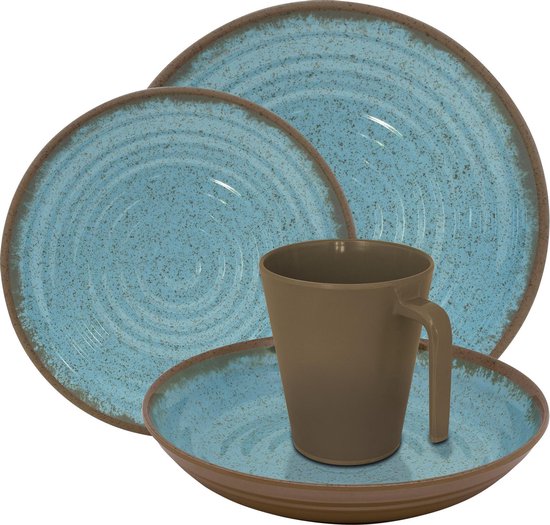 Eurotrail Serviesset Ocean - 16delig - Blauw - Melamine van Eurotrail