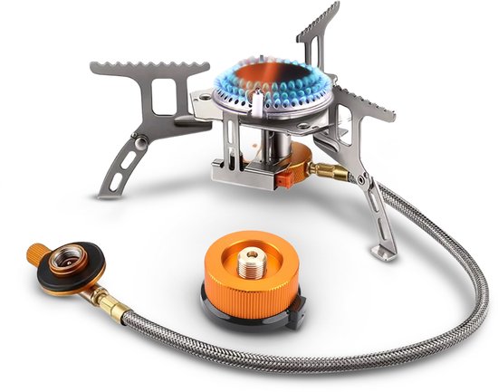 Ever Trex® Gasbrander - 3500W - Ingebouwde Ontsteking - Lichtgewicht(254g) - Butaan/Propaan Schroefpatronen & Butaan Flessen - Camping Gas Kooktoestel 1 Pits - Gasstel - Draagbare Gasfornuis - Kamperen - Outdoor van Ever Trex