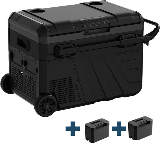 Evolar Elektrische Compressor Koelbox - 35L - 12V/230V - Inclusief 2 Accu's - Met Wielen & Hendel - Zwart