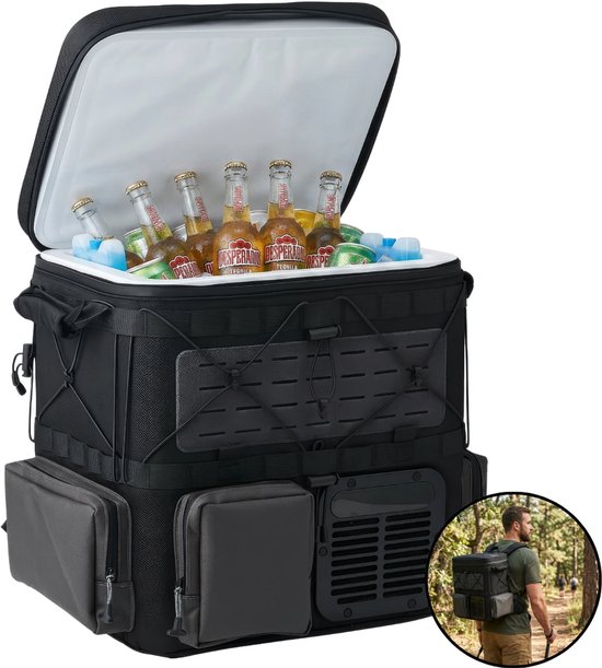 Evolar Professionele Elektrische Koeltas / Koelbox - Draagbaar - 18L - min 20 tot plus 20 graden - Rugzak - 12-24V / 230V / USB-C - Zwart van Merkloos