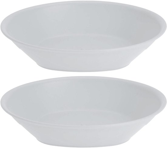 Excellent Houseware Bordjes - 8x stuks - D18 cm - wit - onbreekbaar