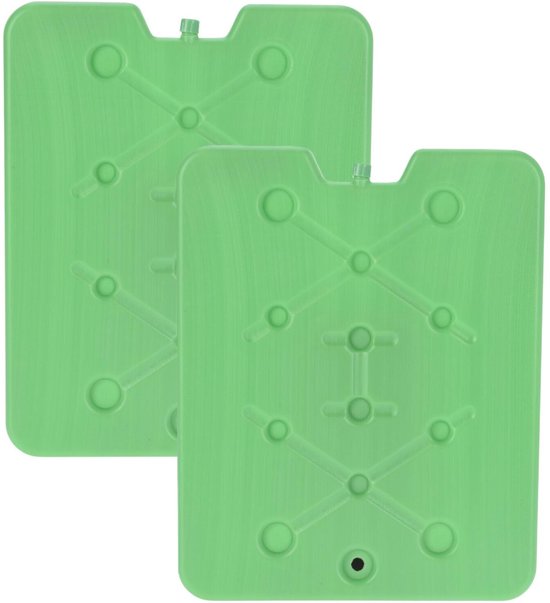 Excellent Houseware Koelelement Ice Pack - 2x - groen - plat - polyethyleen - 900 gram - 32 x 25 x 1 cm - schijf