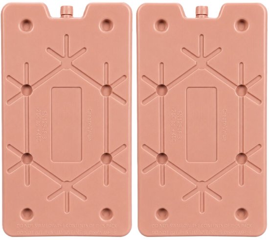Excellent Houseware Koelelement Ice Pack - 2x - oudroze - polyethyleen - 350 gr - 24 x 14 x 1.5 cm