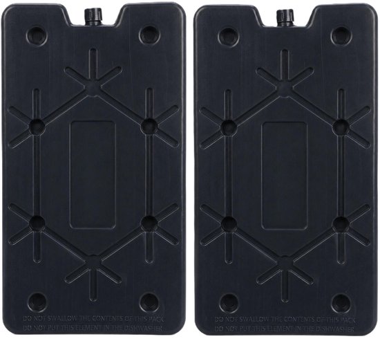 Excellent Houseware Koelelement Ice Pack - 2x - zwart - polyethyleen - 350 gr - 24 x 14 x 1.5 cm