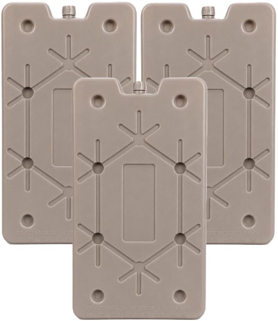 Excellent Houseware Koelelement Ice Pack - 3x - beige - polyethyleen - 350 gr - 24 x 14 x 1.5 cm