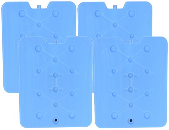 Excellent Houseware Koelelement Ice Pack - 4x - blauw - plat - polyethyleen - 900 gram - 32 x 25 x 1 cm - schijf
