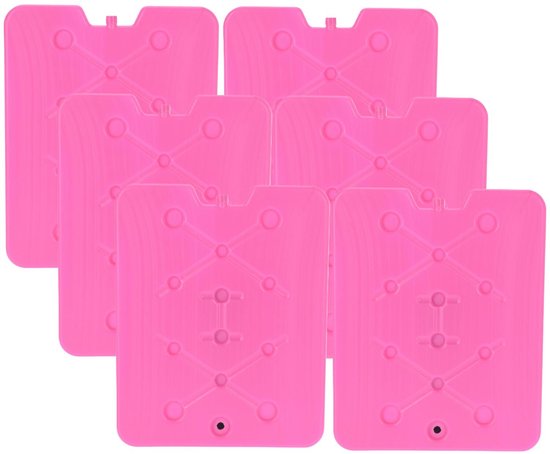 Excellent Houseware Koelelement Ice Pack - 6x - roze - plat - polyethyleen - 900 gram - 32 x 25 x 1 cm - schijf