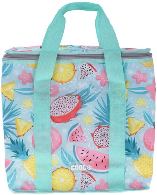 Excellent Houseware koeltas Hawaii beach - groen - 34 x 16 x 36 cm - 16 liter - drankjes en lunch - Zomerse print van Excellent Houseware