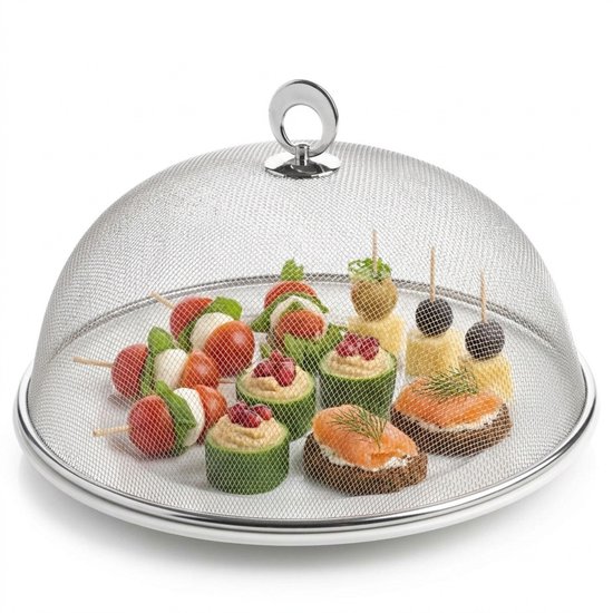 Excellent Houseware Vliegenkap - Voedselkap - RVS - rond - D30 cm - Eten/voedsel beschermen - tegen ongedierte - Afdekkappen