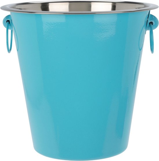 Excellent Houseware Wijnfles/Champagne koeler - rvs - blauw/zilver - 20 x 14 cm van Excellent Houseware
