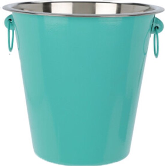 Excellent Houseware Wijnfles/champagne koeler - rvs - groen/zilver - 20 x 14 cm van Excellent Houseware