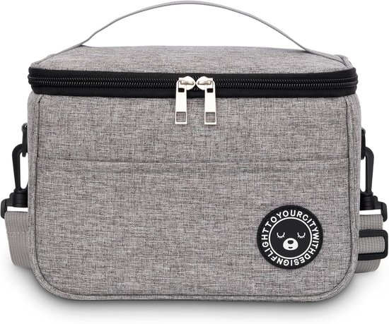 EXCITAT Kleine koeltas - Lunchboxtas - Geïsoleerde lunchtas - Opvouwbaar - Lunchtas - Draagbare lunchboxtas - voor werk, reizen, kantoor, picknick - Grijs van EXCITAT