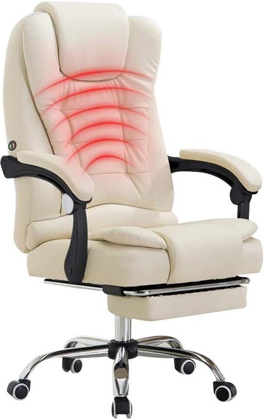 Executive Backrest Massage Swivel Chair with Footrest - Ergonomic Lunch Break PU Leather . van $