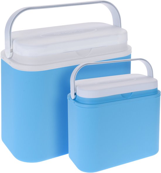 Exellent Houseware Koelboxen set - blauw - 10 en 30 liter - 2 stuks - koelbox - camping - picknicken van Merkloos