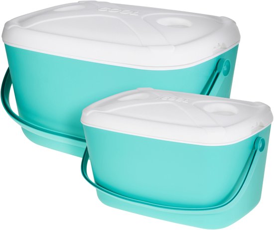 Exellent Houseware Koelboxen set - groen - 15 en 30 liter - 2 stuks - koelbox - camping - picknicken van Merkloos