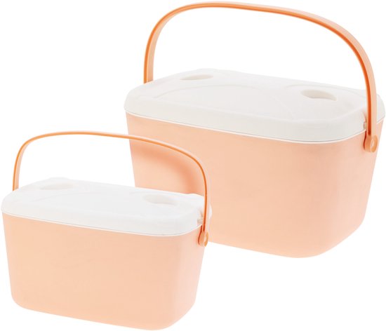 Exellent Houseware Koelboxen set - roze - 15 en 30 liter - 2 stuks - koelbox - camping - picknicken van Merkloos