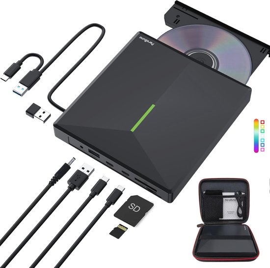 Externe Dvd-Brander USB 3.0 & Type-C met 6-in-1 USB Hub en Kaartlezers voor Laptop en PC van Govee