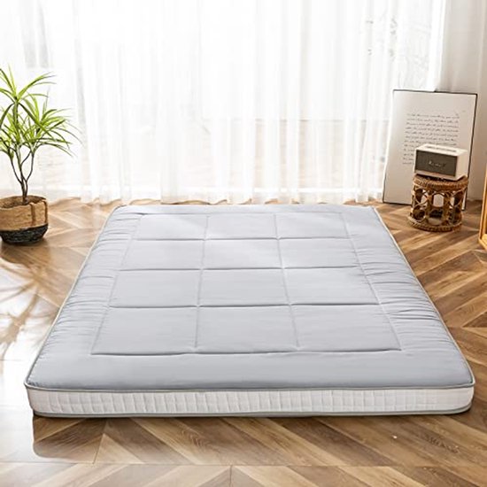 Extra Dikke Vloermatras | Gewatteerde Japanse Futon Bedtopper | Opvouwbaar Slaapkussen | Ademend Logeerbed