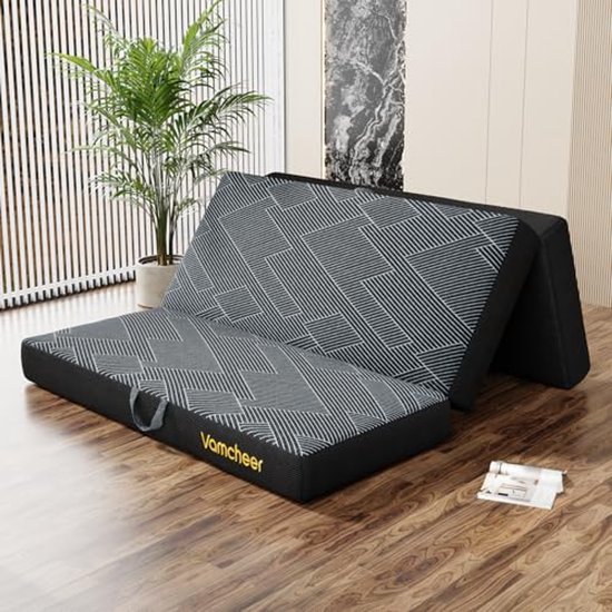 Extra Dikke Vouwmatras 15 cm - 3-delig Gelschuim Gastenmatras voor Camping en Logeerbed van Merkloos