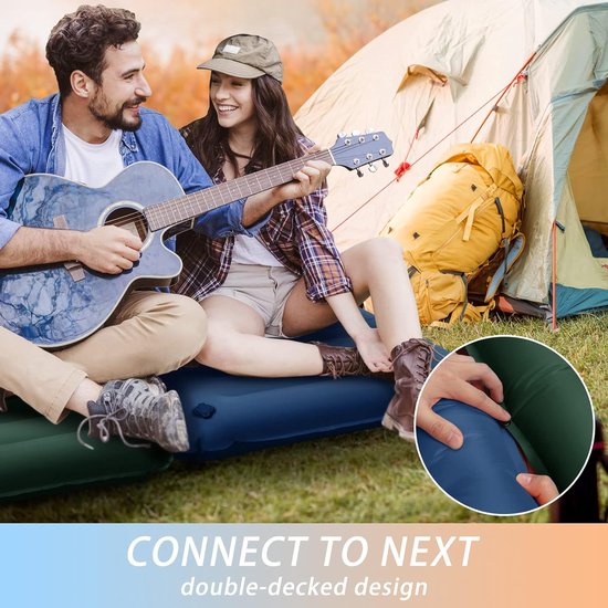 Extra dikke zelfopblazende slaapmat, meest comfortabele campingluchtmatras voor backpacken, autotochten en wandelen, compacte en lichtgewicht campingslaapmat van PowerLix