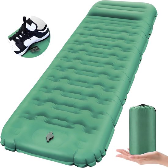 Extra Dikke Zelfopblazende Slaapmat met Voetpomp | 12cm Isolerend Camping & Outdoor Luchtbed van Merkloos