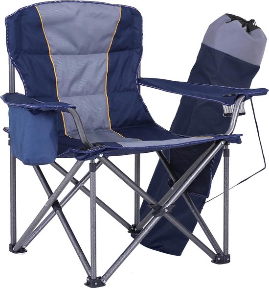 Extra grote campingstoel Opvouwbare stoel Draagbaar 200 kg Draagvermogen Klapstoel met koeltas Armleuning Bekerhouder Gevoerde draagbare campingstoel van Eurotrail
