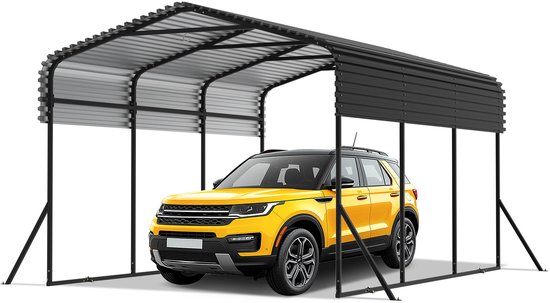 Extra grote metalen carport, tent, garage, robuuste autoberging, buitengarage, bootopslag, garage, tent, opbergtent, kampeertent - 10x15FT - 450×300×250cm van VOUNOT