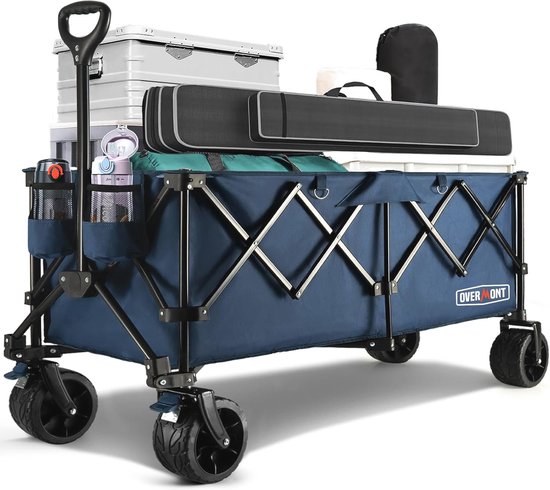 Extra Grote Opvouwbare Festival Trolley - 300L - All-Terrain, Brede Wielen, Met Rem - Heavy Duty Kar tot 200KG - Verstelbaar Handvat & Beschermingstas voor Strand, Camping en Tuin van AREBOS