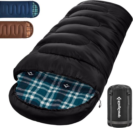 Extra Grote Slaapzak - Winter Dekenslaapzak - Kamperen en Outdoor - Waterafstotende Buitenkant - 230x90cm - Zwart