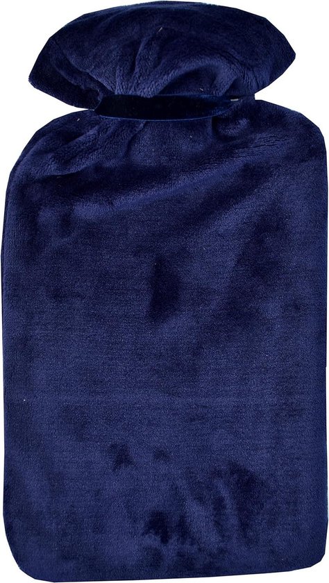 Extra grote warmwaterfles - 27 liter - knuffelzachte hoes - marineblauw van Yuyu