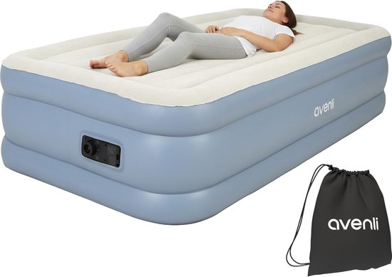 Extra Hoog Zelfopblaasbaar Luchtbed Eenpersoons met Elektrische Pomp voor Kamperen en Logés van Merkloos