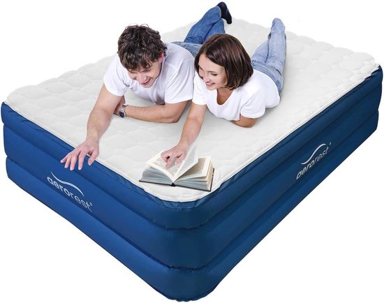 Extra lang luchtbed met afneembare topper en ingebouwde pomp - 210 cm | Comfortabel en stevig | Ideaal voor kamperen van Merkloos