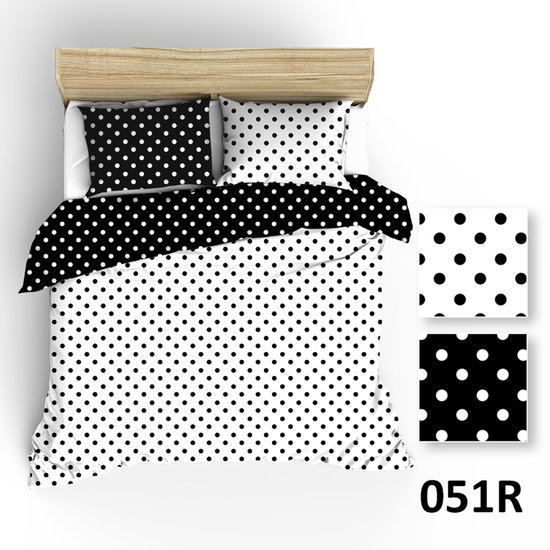 Extrapościel - Serie R051 - Beddengoed - Wit - Zwart - Stippen van Merkloos