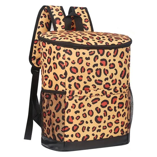 FA-VE Koelrugzak – 26L – Leopard Print – Geïsoleerde Koeltas Rugtas – Picknick, Strand & Camping – Houdt Drankjes & Snacks Koud van Merkloos