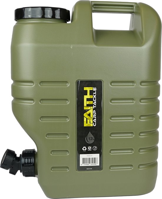 Faith - Jerrycan - 12 Ltr - Watertank - Watercontainer - Watervat - Waterdispenser - Watertap - Met Kraantje - Groen - Noodpakket van Merkloos