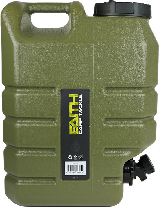 Faith - Jerrycan - 15 Ltr- Polyetheen Groen - Watertank - Watercontainer - Watervat - Waterdispenser - Watertap - Met Tapkraantje - Groen van Faith