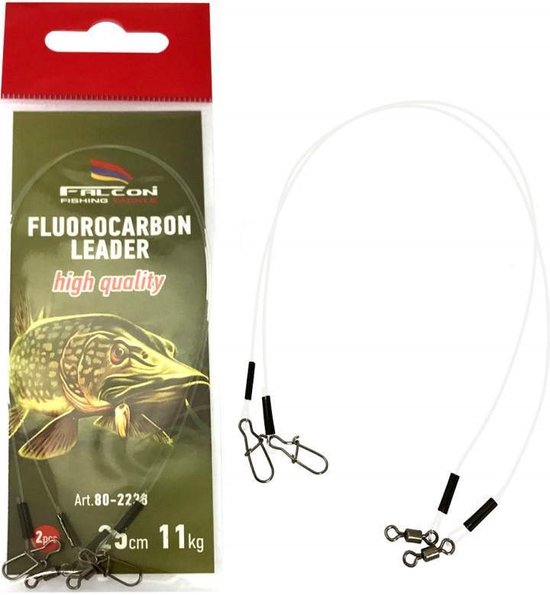 Falcon Fluorocarbon Leader - 9kg - 25cm - 2 stuks - Roofvis Fluorcarbon onderlijn - Kunstaas onderlijn van Falcon