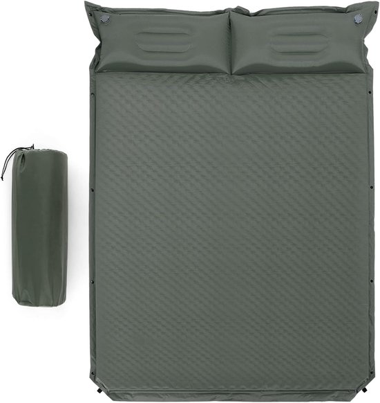 Famanu – Camping isomat voor 2 personen - zelfopblazend - luchtmatras met kussen - outdoor - camping - matras - isomat - opvouwbaar - ultralicht - luchtbed - opblaasbaar bed - campingmat met voetpomp voor tent - van Famanu