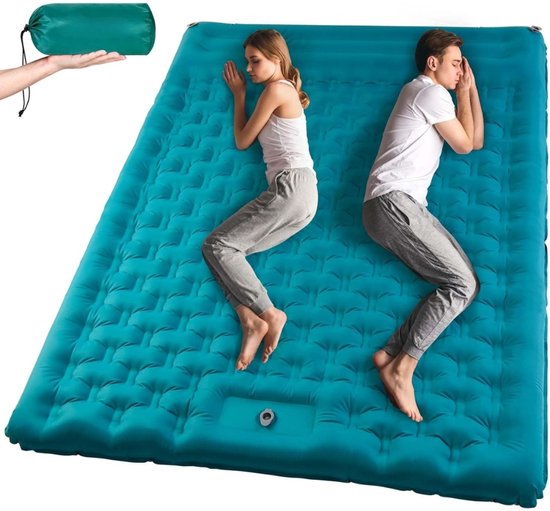 Famanu – Dubbele zelfopblazende slaapmat voor kamperen: ultrabrede en dik matras voor 2 personen - lichtgewicht draagbaar bedslaapkussen met in van Famanu