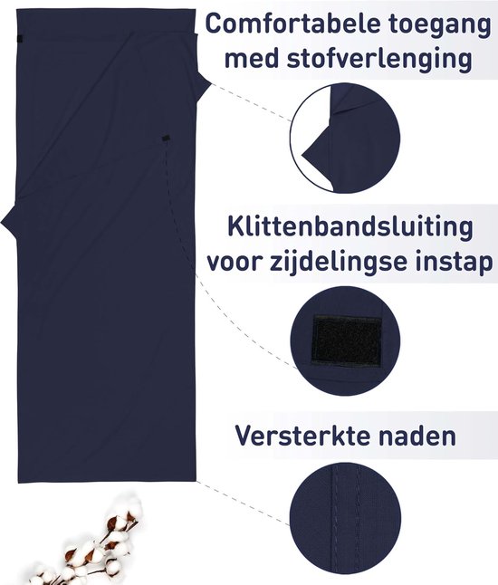 Famanu lakenzak katoen - ultralichte huttenslaapzak 325g - dunne reisslaapzak - compact, klein & zijdezacht - slaapzakvoering met kussencompartiment van Merkloos