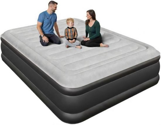 Famanu – Luchtbed voor 2 personen - 203 x 152 x 46 cm - opblaasbaar - inclusief elektrische pomp - extra dik - waterdicht